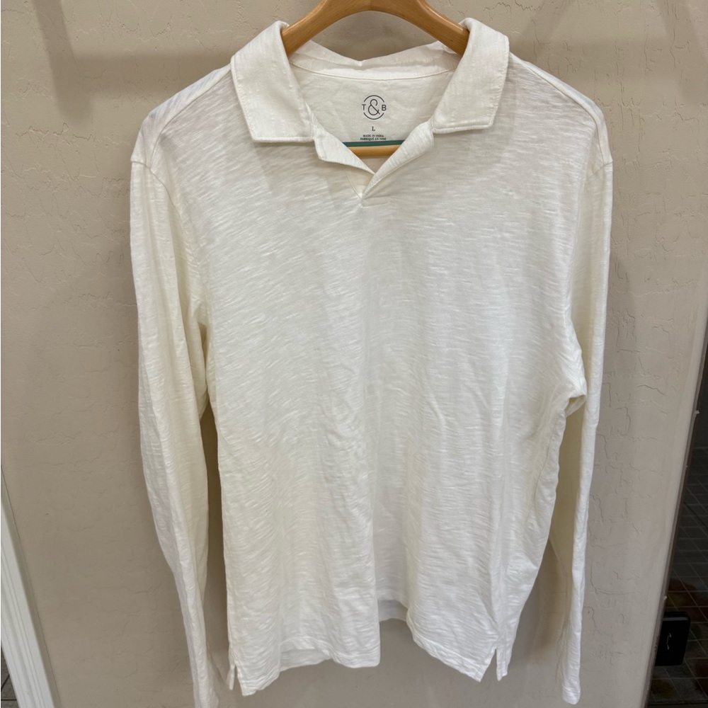Treasure & Bone Men's White Long Sleeve Polo